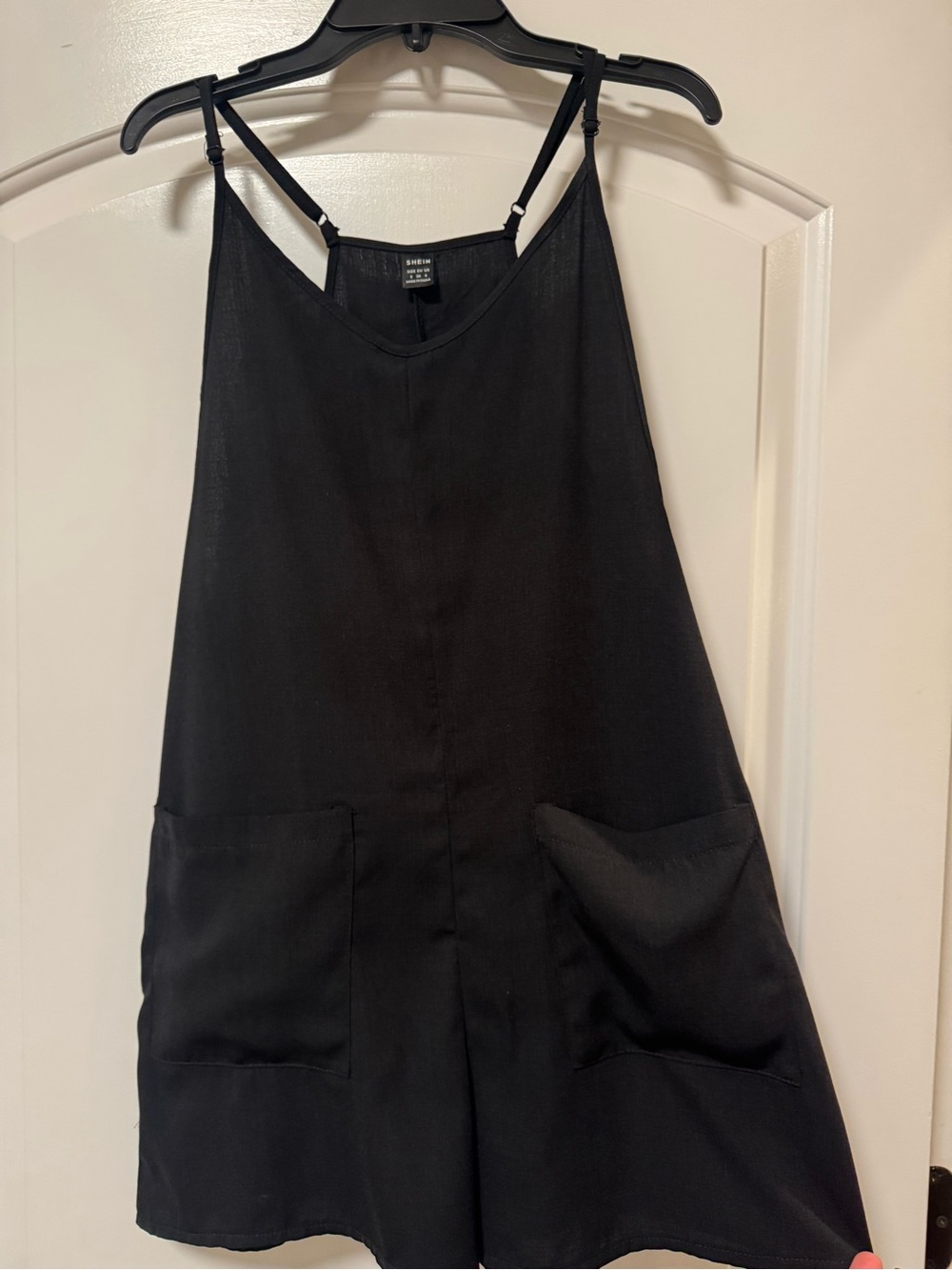 Black Sleeveless Pocket Romper